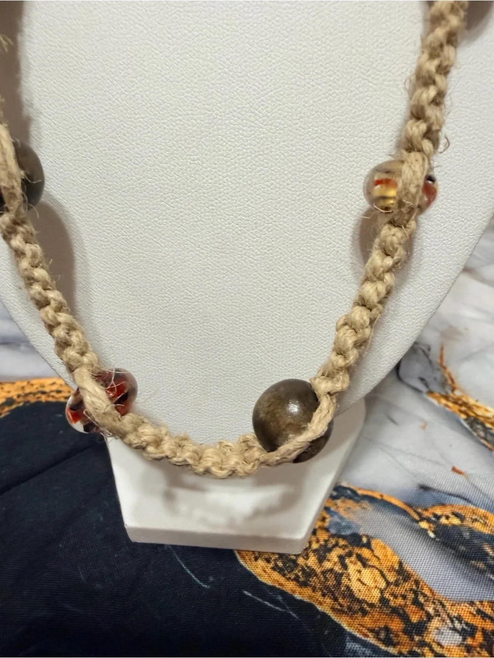 Men’s vintage rope/wood necklace